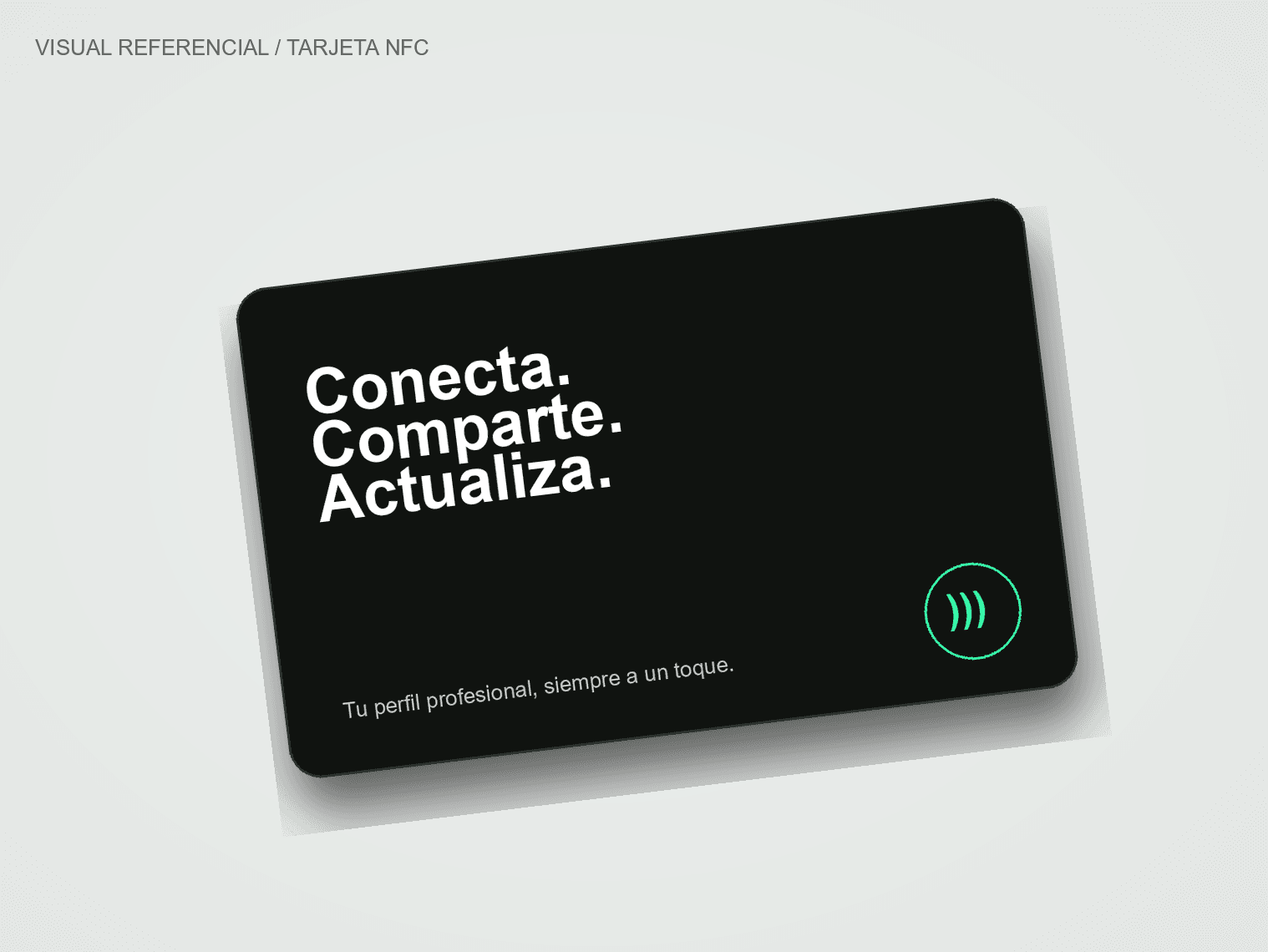 Visual referencial de una tarjeta NFC negra personalizada
